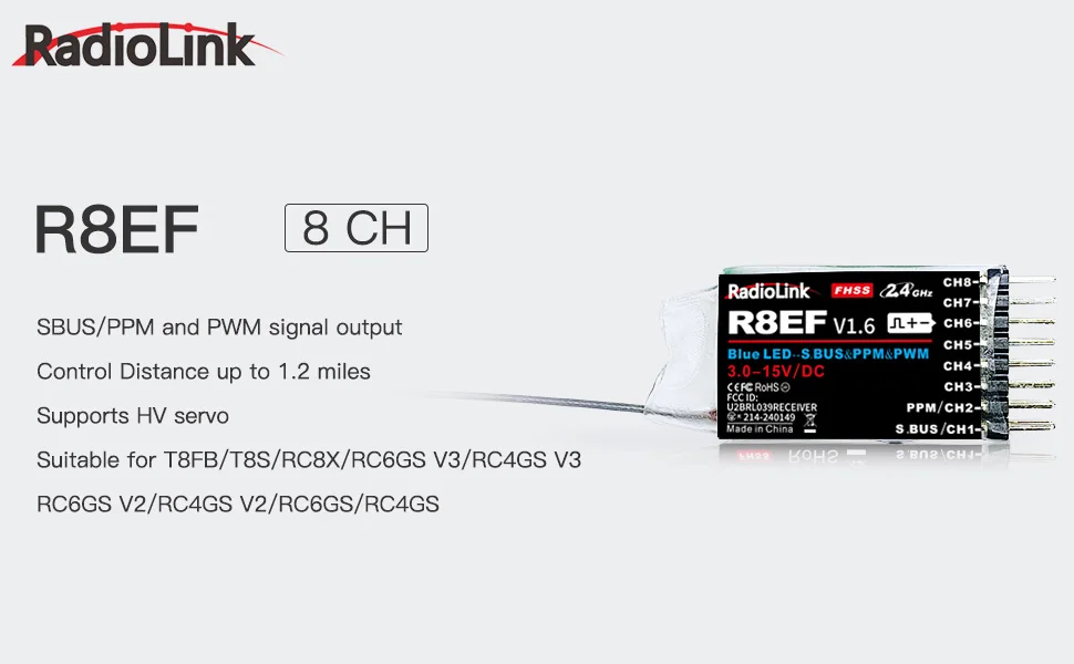 Receiver Sbus 8Ch - Odbiornik Radiolink R8EF 2.4G 8-kanałowy z